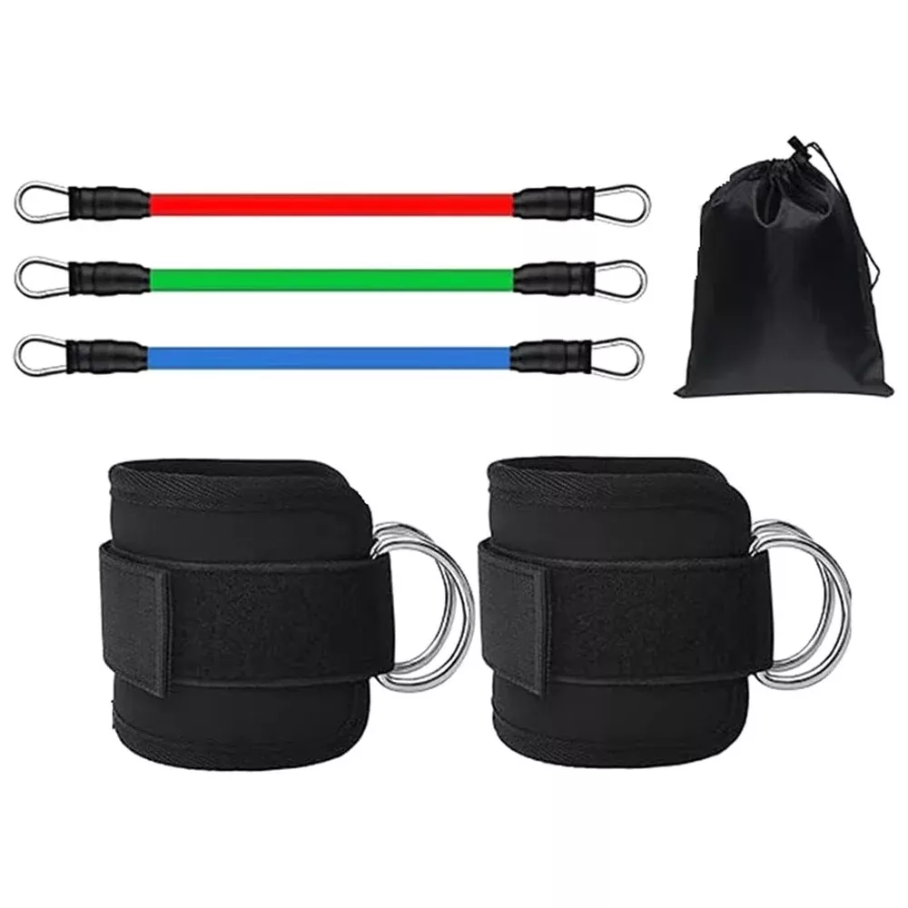 1 Pair Ankle Strap with 3 Resistance Bands for Leg Butt Exercise Training Workout Equipment