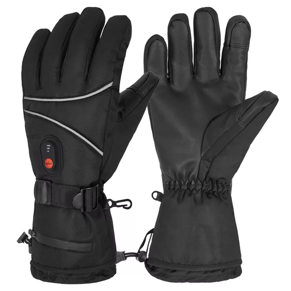 1 Pair Electric Heating Cycling Gloves Touch Screen Full Finger Winter Warm Gloves with 2x4000mAh Batteries