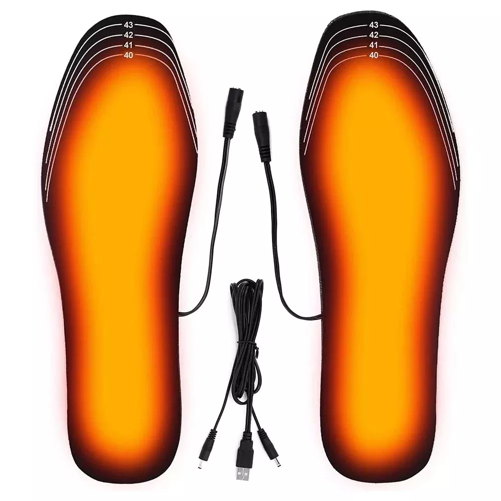 1 Pair Heated Insoles Rechargeable Foot Warmers Electric Heat Shoe Insoles for Winter Camping Skiing Hunting Cycling