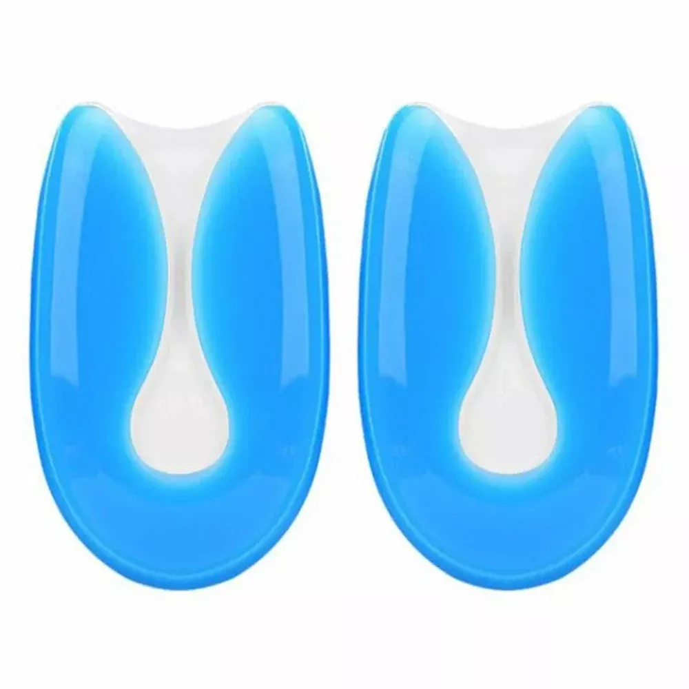 1 Pair Silicone Insoles Heel Cushion Soles Relieve Pain Plantar Fasciitis Protectors Shoe Pad Inserts, Blue