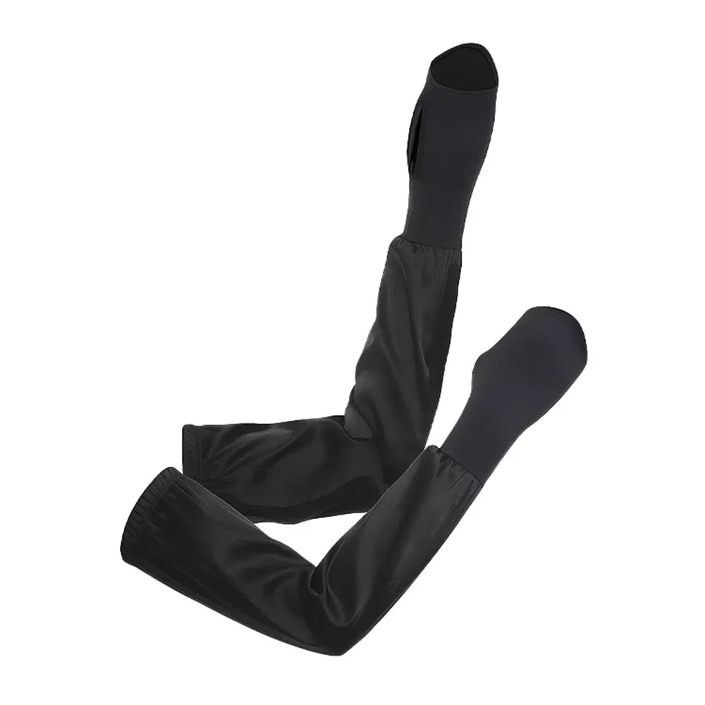 1 Pair Summer Sun Protection Arm Sleeves Outdoor Activities Loose Elastic Ice Silk Sleeve with Hand Protection Design