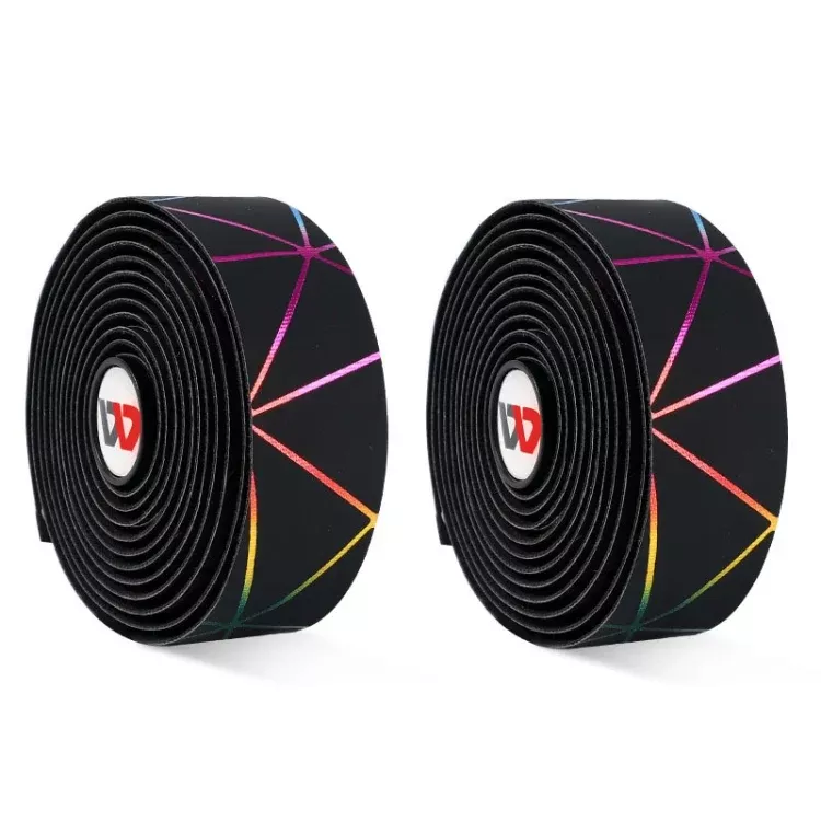 1 Pair WEST BIKING YP0804059 Road Bike Color Line Bar Belt PU Non-Slip Riding Bar Belt, Black Color, Silver Color, Red Black, White Color, Pure Black, Blue Black