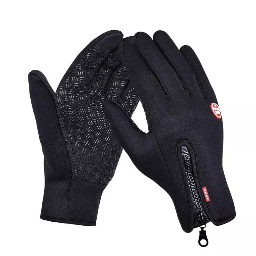 1 Pair Windproof Touch Screen Gloves with Non-Slip Grip and Warm Lining for Skiing Cycling