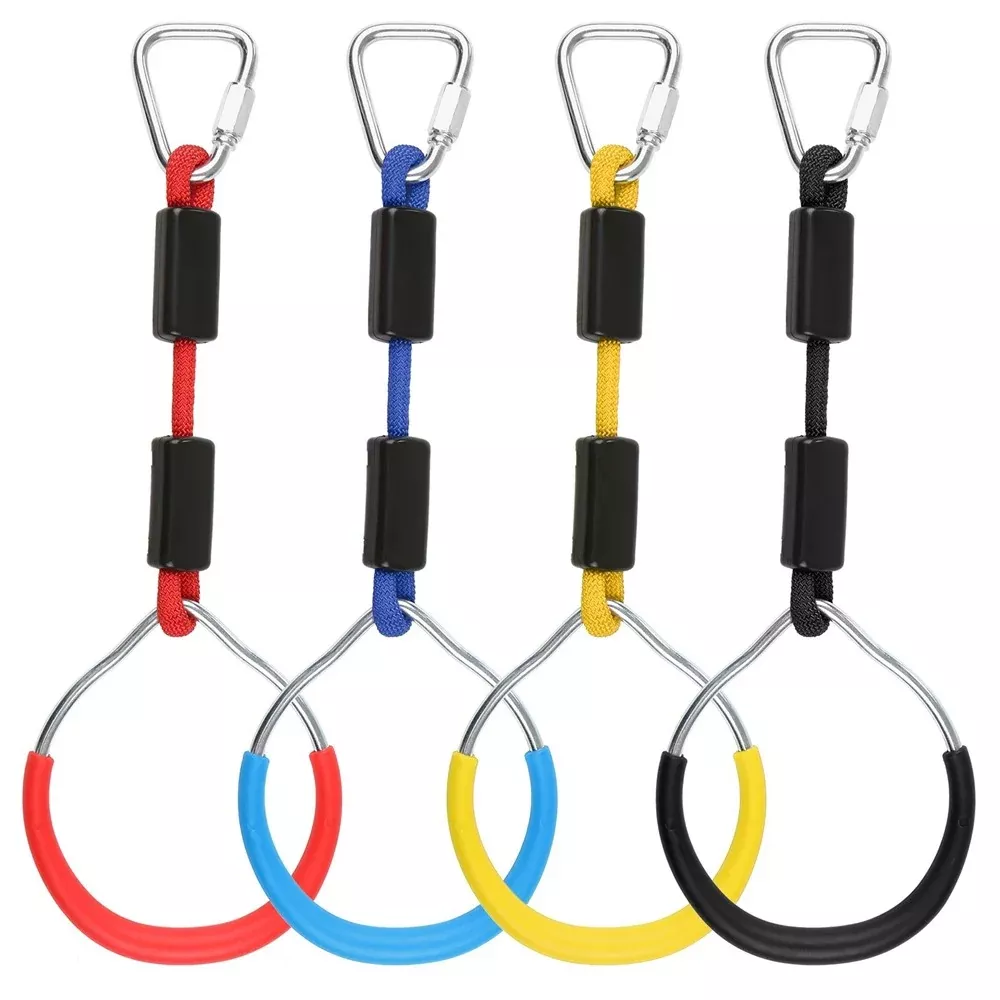 4Pcs Gymnastic Rings Exercise Hoops Obstacle Courses Gym Rings Swing Bar Athletic Dip Rings Strength Workout Training Pull Ups