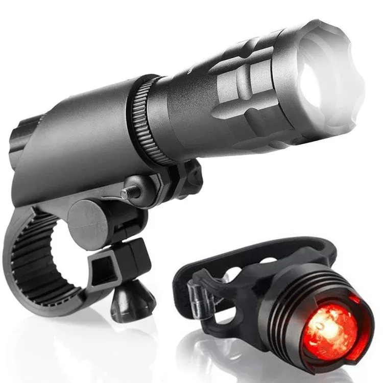 5W Mountain Bike Headlight Charging Zoom Glare Waterproof Flashlight Set Car Headlight x 2 + Taillight x 2 (Set Three), Set Three
