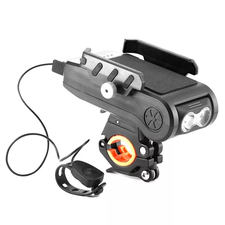 BG-2021 Bicycle Front Light 4 In 1 Mobile Phone Holder Horn Light Mountain Bike Front Light, 2400 MAH Black, 2400 MAH Red, 2400 MAH Blue, 4000 MAH Black, 4000 MAH Red, 4000 MAH Blue