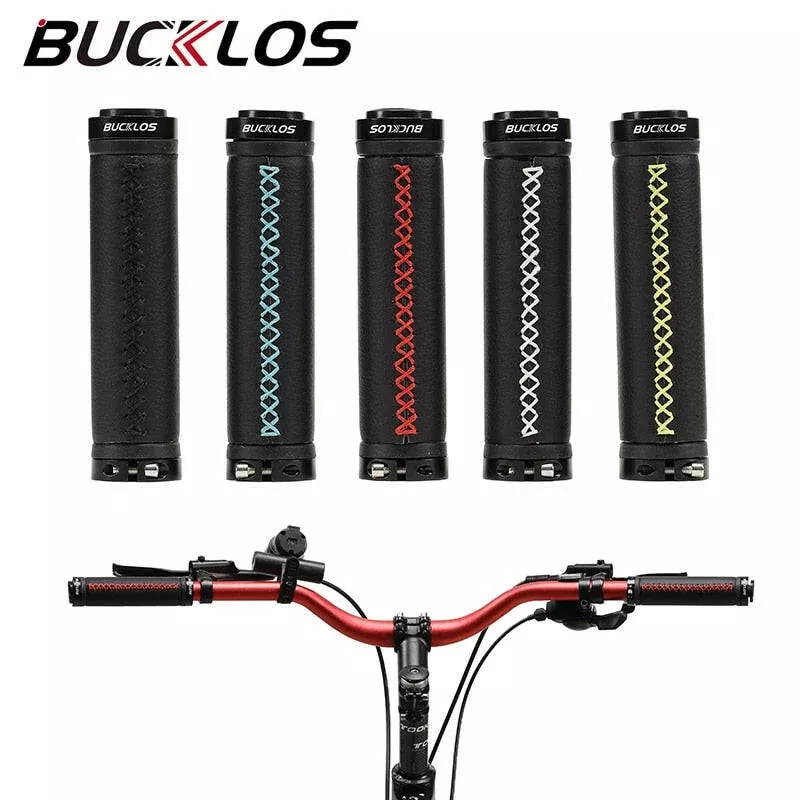 BUCKLOS Leather Bicycle Grip Lock on Mountain Bike Grips Double Lock Ring Mtb Grips Ultralight Bike Handlebar Grip MTB Part