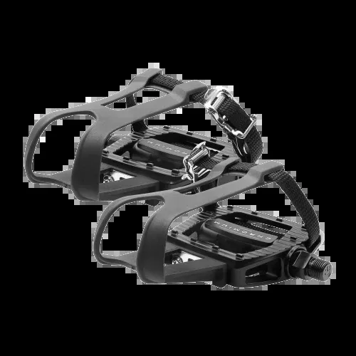 BV-PD-S5E Dual-Function Bike Pedals - Aluminum with Toe Clips & SPD Cleats