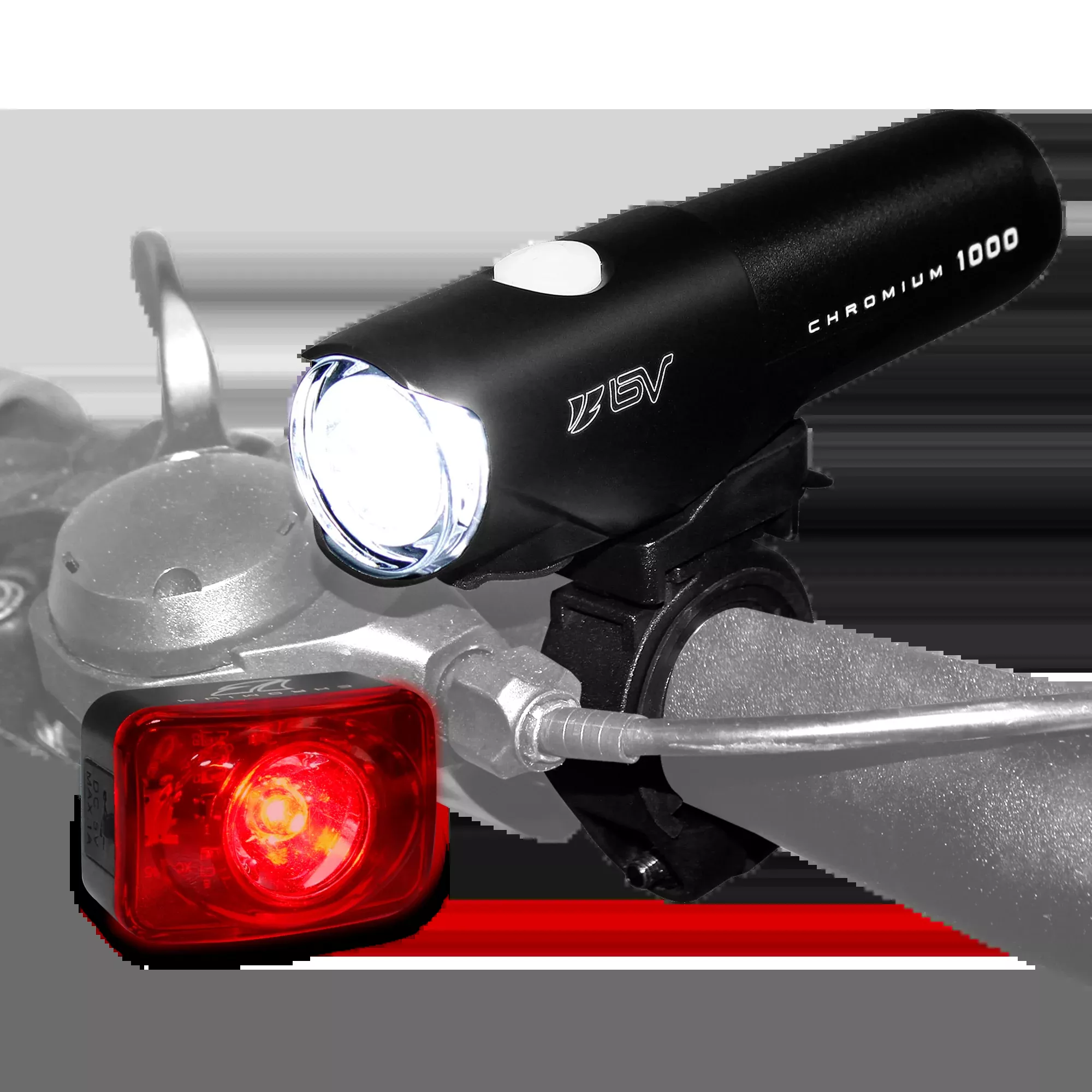 BV Rechargeable Headlight and Taillight | BV-L-CHROMIUM1000