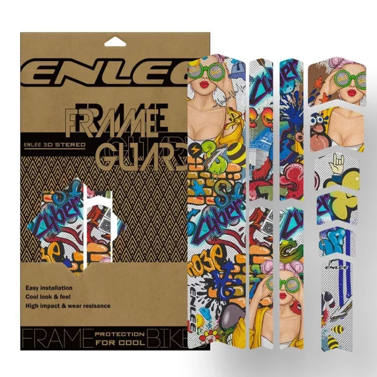 ENLEE 11pcs /Set Mountain Bike Frame Color Changing Anti-Scratch Sticker Waterproof Protective Film For Cycling Equipment, Colorful Beauty, Colorful Forest, Caterpillaine