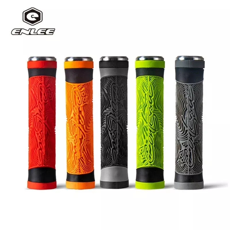 ENLEE MTB Bike Handle Silicone GripsFlat Handlebar Bicycle Bar End Plugs Anti-Slip For MTB Road BMX Mountain Folding Parts