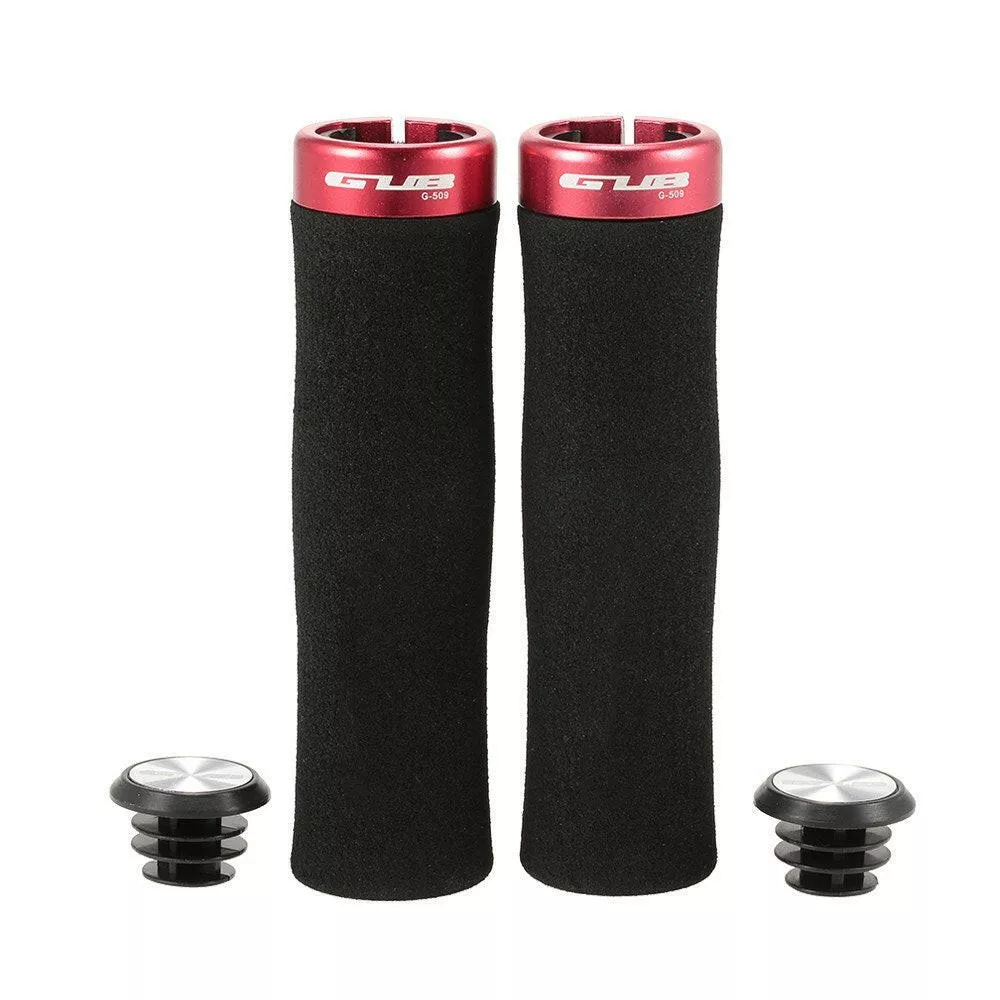 GUB 1 Pair of Anti-slip Cushioned Bike MTB Handlebar Locking Grips Bike Cycling Handlebar Hand Grips with End Plugs Caps for Folding Bikes MTB