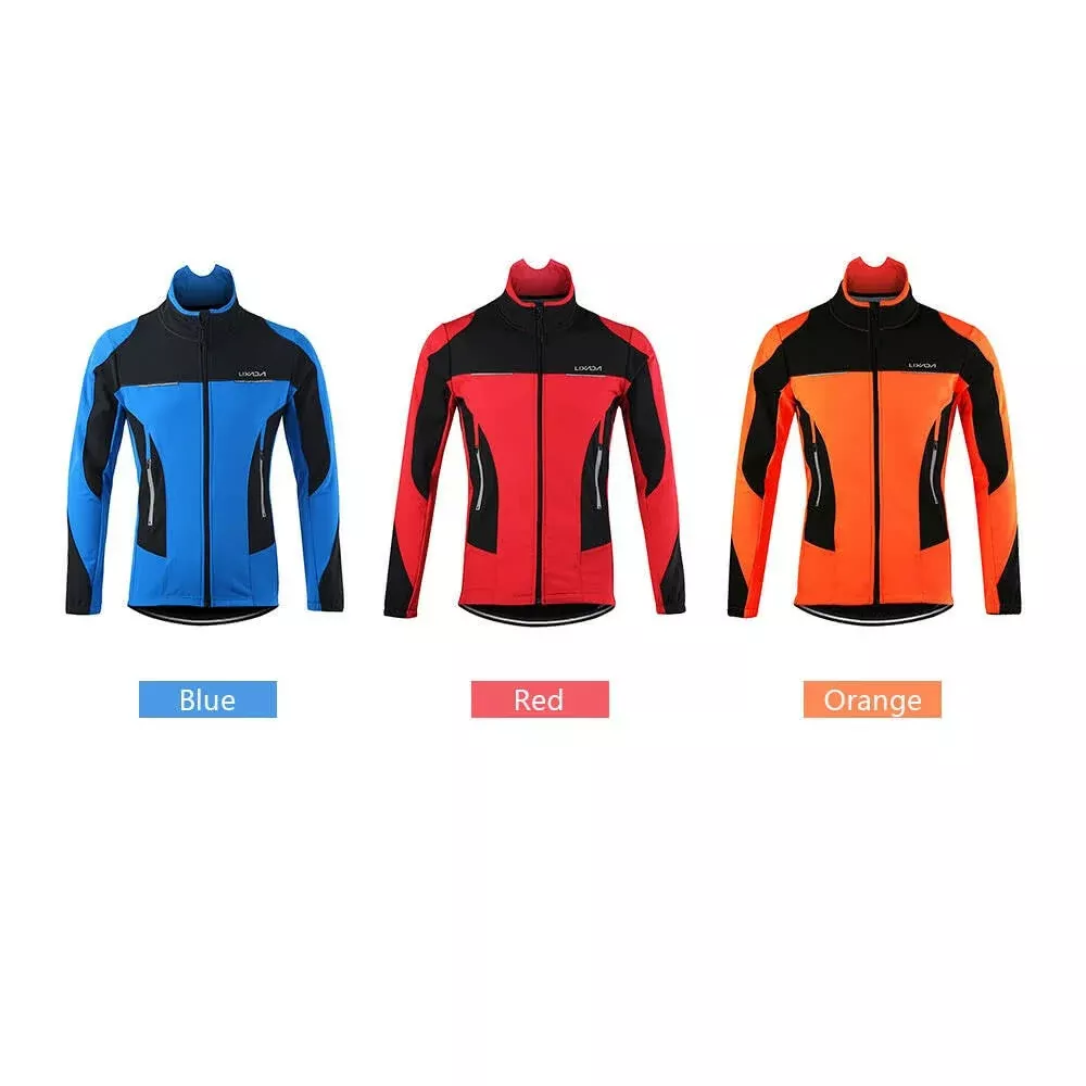 Lixada Men's Outdoor Cycling Jacket Winter Thermal Breathable Comfortable Long Sleeve Coat Water Resistant Riding Sportswear