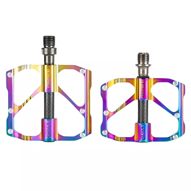 PROMEND new MTB/Road Bicycle Colorful Carbon Fiber Pedal Anti-slip Ultralight Mountain Bike Big Foot Pedals 3 Bearings Pedal Vtt