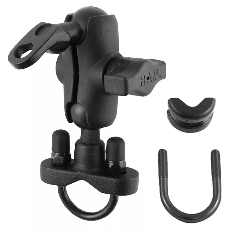 RAM Handlebar U-Bolt Double Ball Mount with 9mm Hole – Short Arm (B-Size 1")