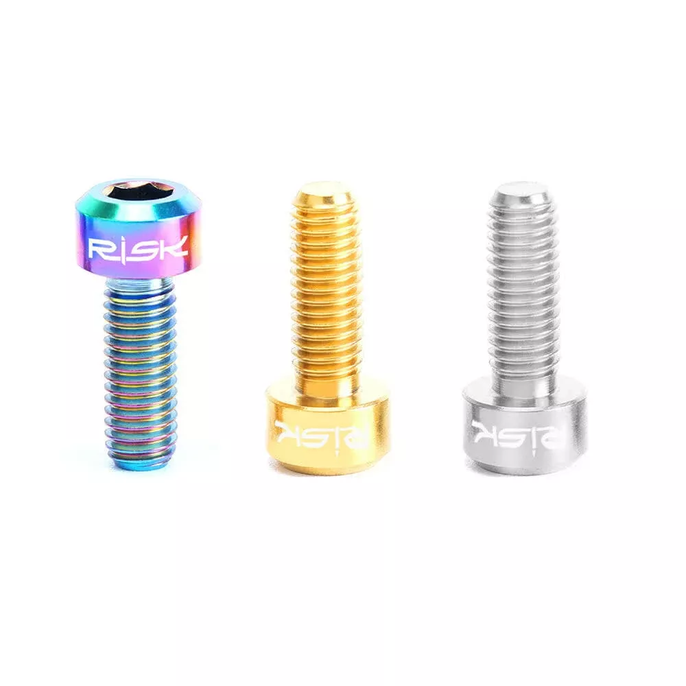RISK 2PCS M5¡_14mm Titanium Bolts for Bike Thumb Shifter Fixed Screws Ti Conjoined Hexagon Ti Screws Ti Fastener MTB Bicycle Parts