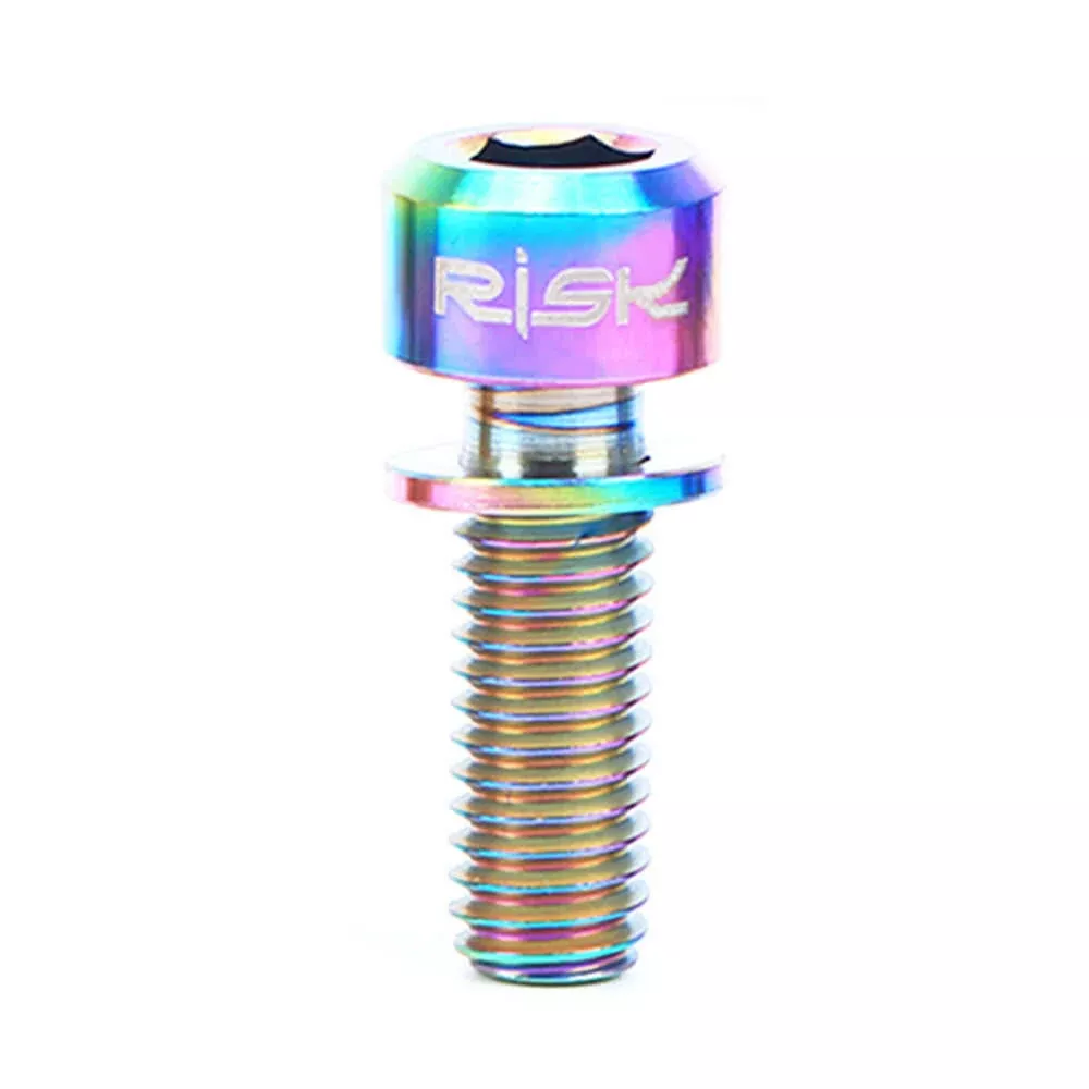 RISK 4PCS M6¡_18/20mm Titanium Ti Bolts Screws for MTB Disc Brake Caliper with Adaptor Spacer