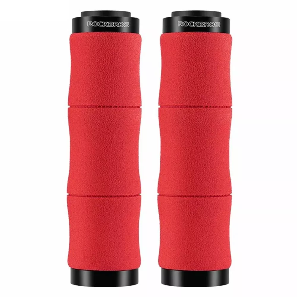 ROCKBROS 40720005001 1 Pair Bamboo Joint Handlebar Grips with Dust Plug EVA Sponge Bicycle Handle Cover