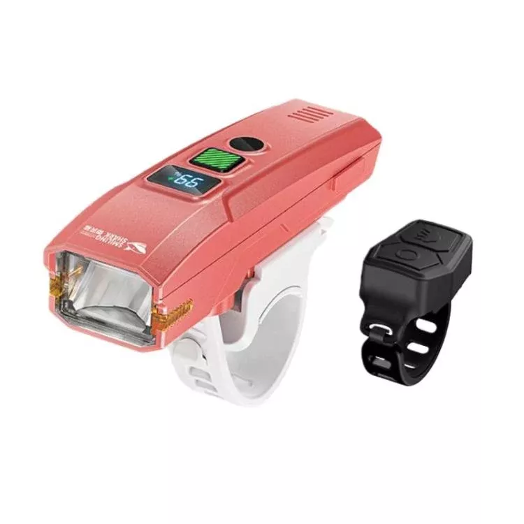 SMILING SHARK QX-D435A Kids Bike Headlight With Light Control Sensor Digital Display Portable Flashlight With Horn