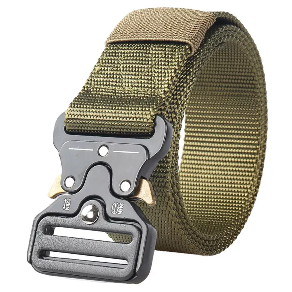 SN-P004 125x3.8cm Men's Nylon Web Tactical Belt Adjustable Work Belt with Quick-Release Zinc Alloy Buckle