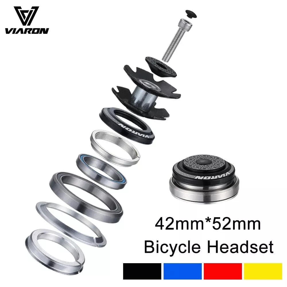 VIARON Bicycle Headset 34-34mm 44-44mm CNC 1 1/8"-1 1/2" MTB Bearing Straight Tapered Tube ForkSteer Column Integrated System