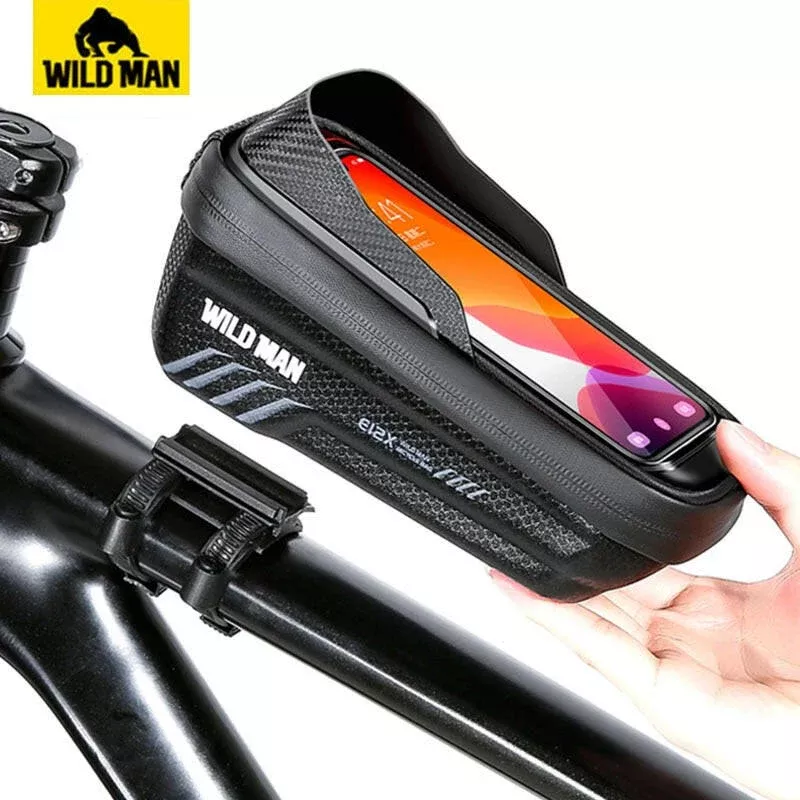 WILD MAN Front Bicycle Frame BagRainproofTouch Screen Bicycle Bag Phone 6.8INCH Hard Shell Bike Bag Mtb Accessories