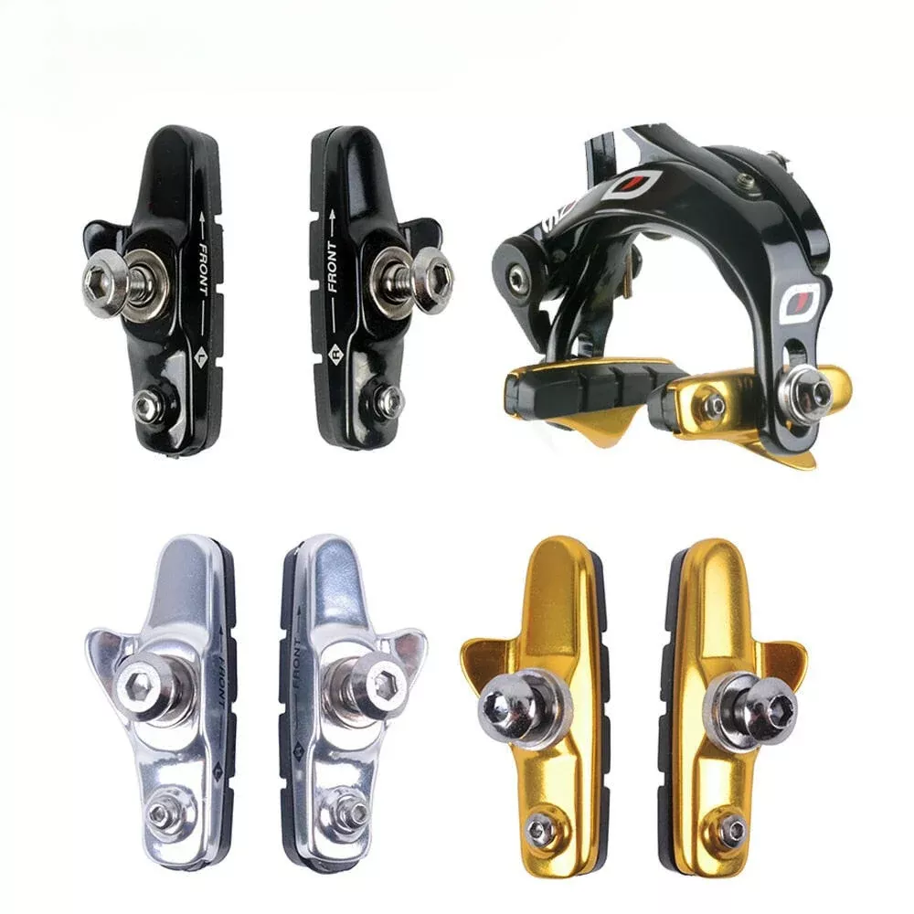 ZTTO Road Bike Brake Shoes Pads C-Brake Shoes Light-WeightAluminum Alloy Pads Rubber Brake Shoes for C-Brake Calipers